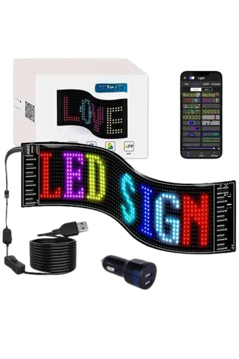LED Matrix Panel RGB Ekran Kumandalı Araç Camına Uygun görsel 2