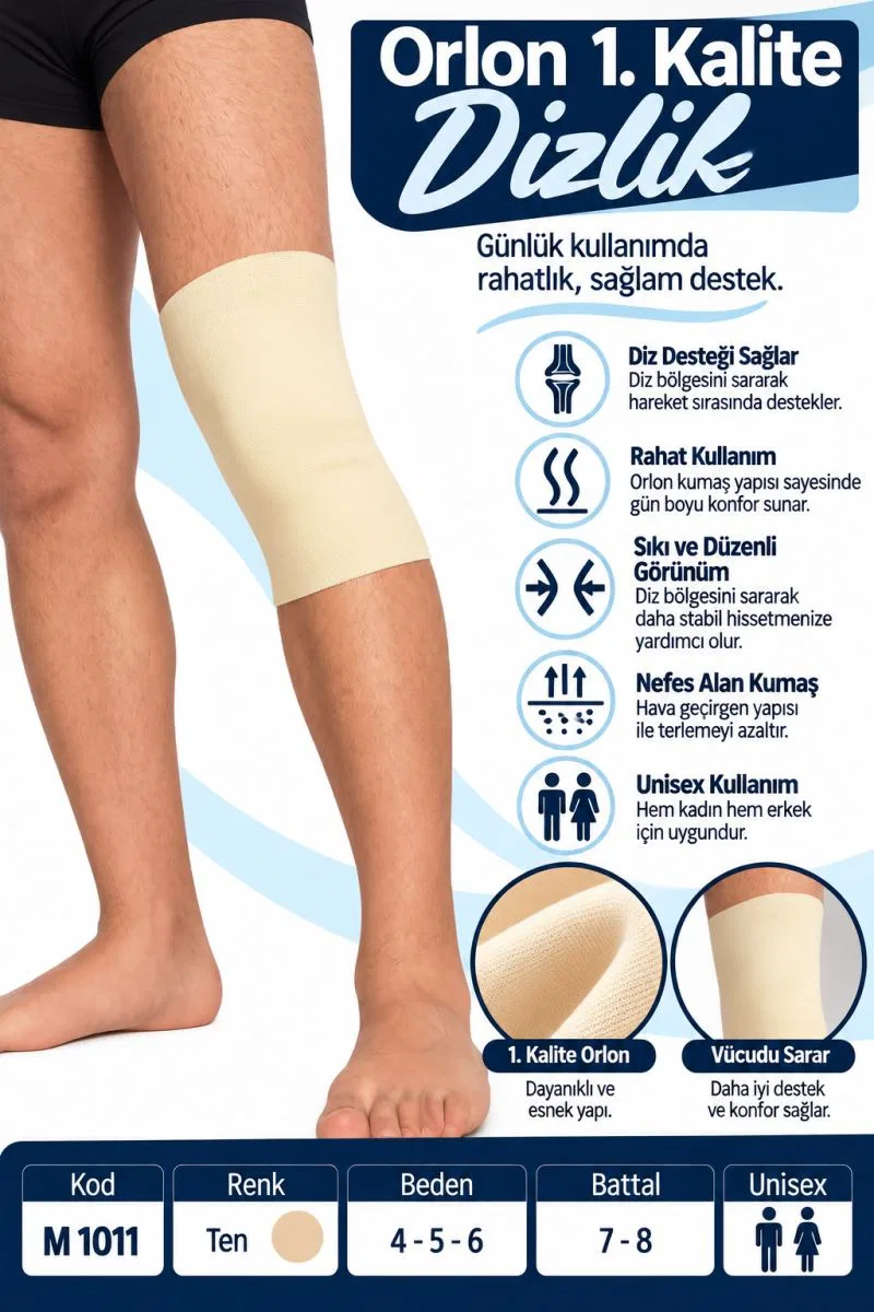 Orlon 1. Kalite Dizlik – Uni Esnek Diz Destekliği – M 1011 - Rylks