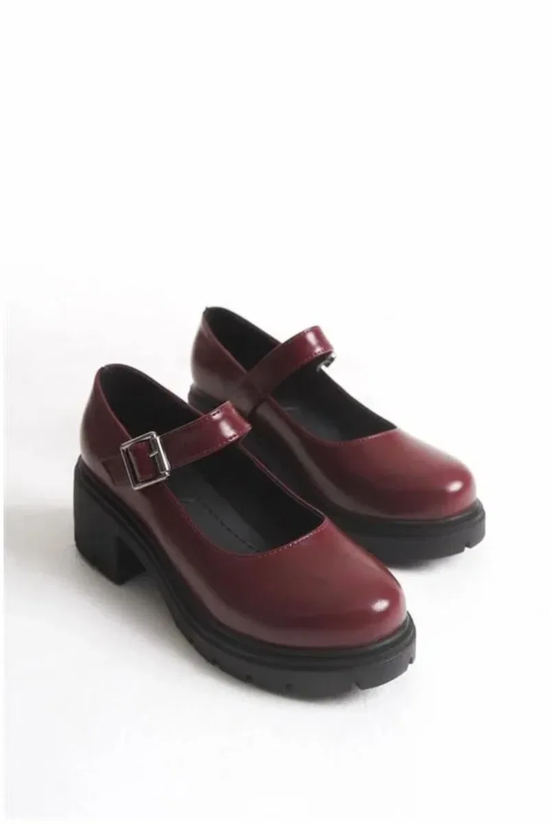 Kadın Rugan Loafer Kırışık Tokalı Ayakkabı Ayakkabı Tabanlı Yüksek Casual görsel 5