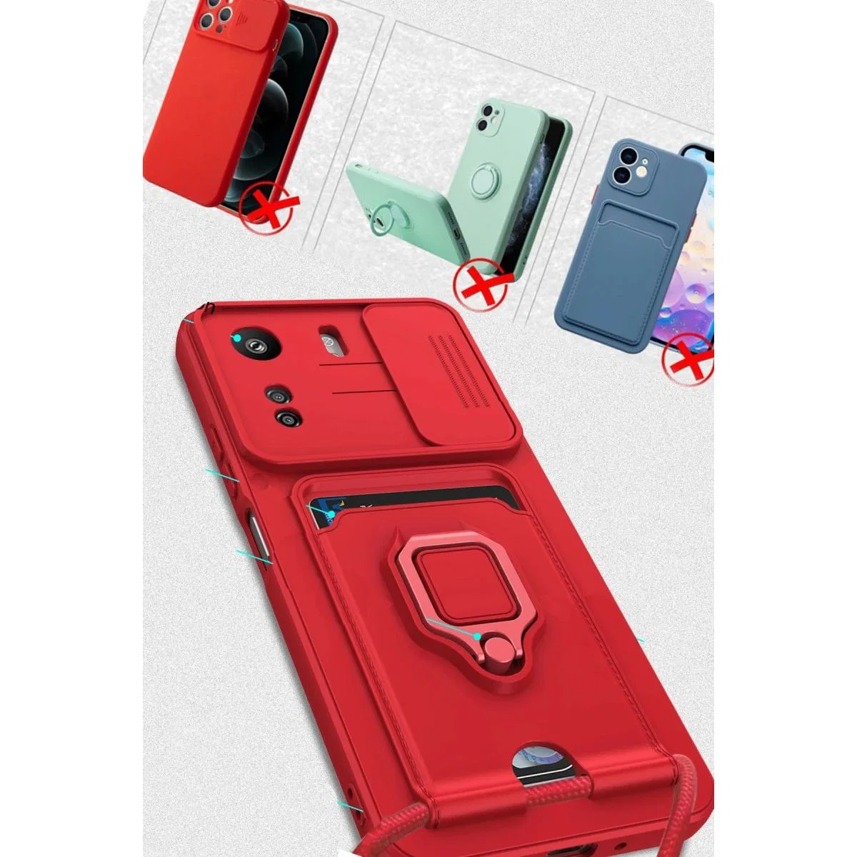 Xiaomi Redmi 13c Kılıf Zuma Kartvizitli Yüzüklü Silikon - Pembe görsel 4