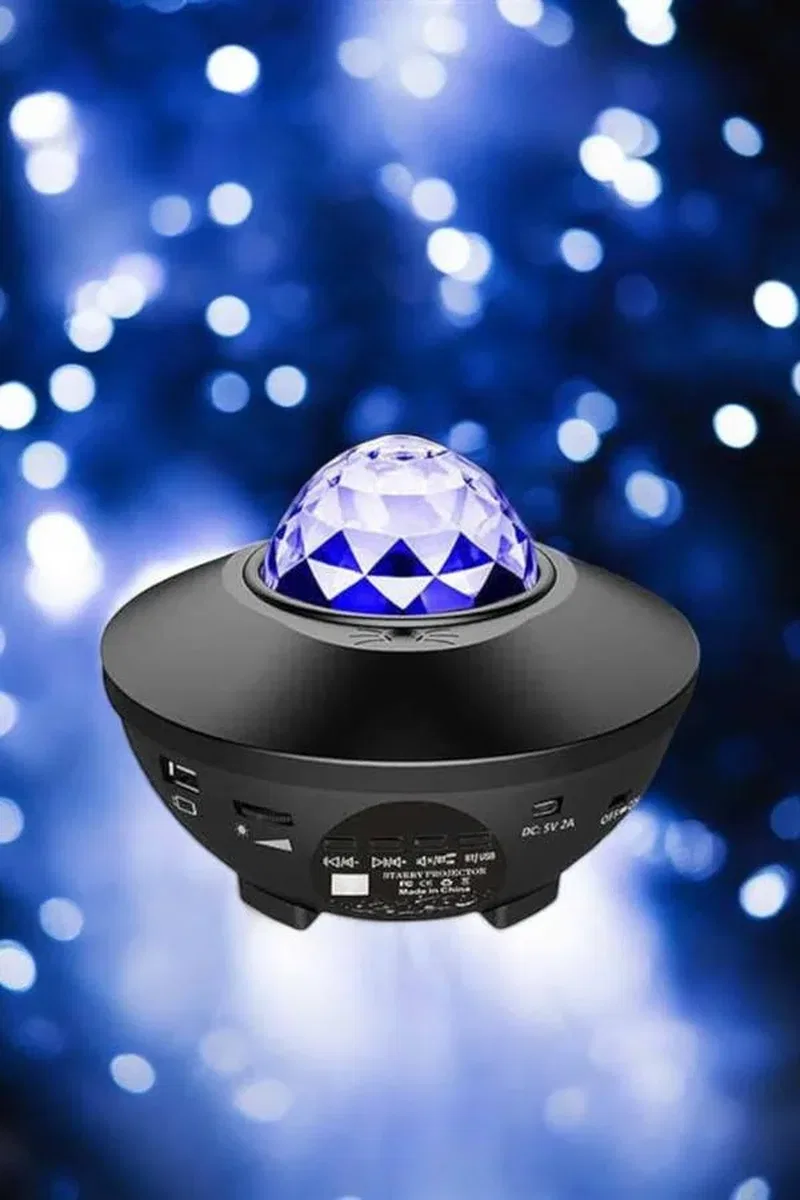 Çocuklara Özel Şarjlı Bluetooth Hoparlör Parti Led Lambası Yıldızlı Projeksiyon görsel 4