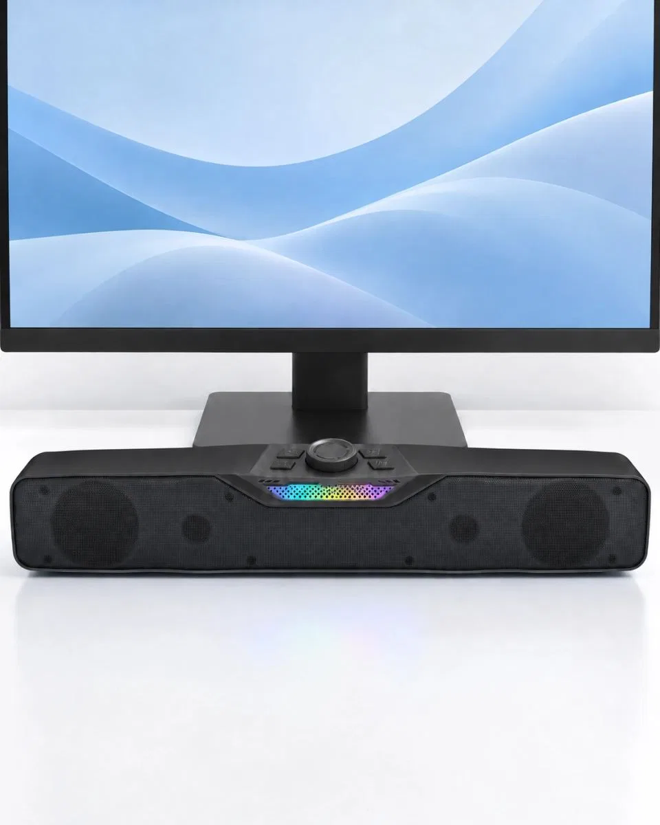 Rgb Işıklı Bluetooth 5. 4 Masaüstü Soundbar Hoparlör Usb Destekli Siyah görsel 4