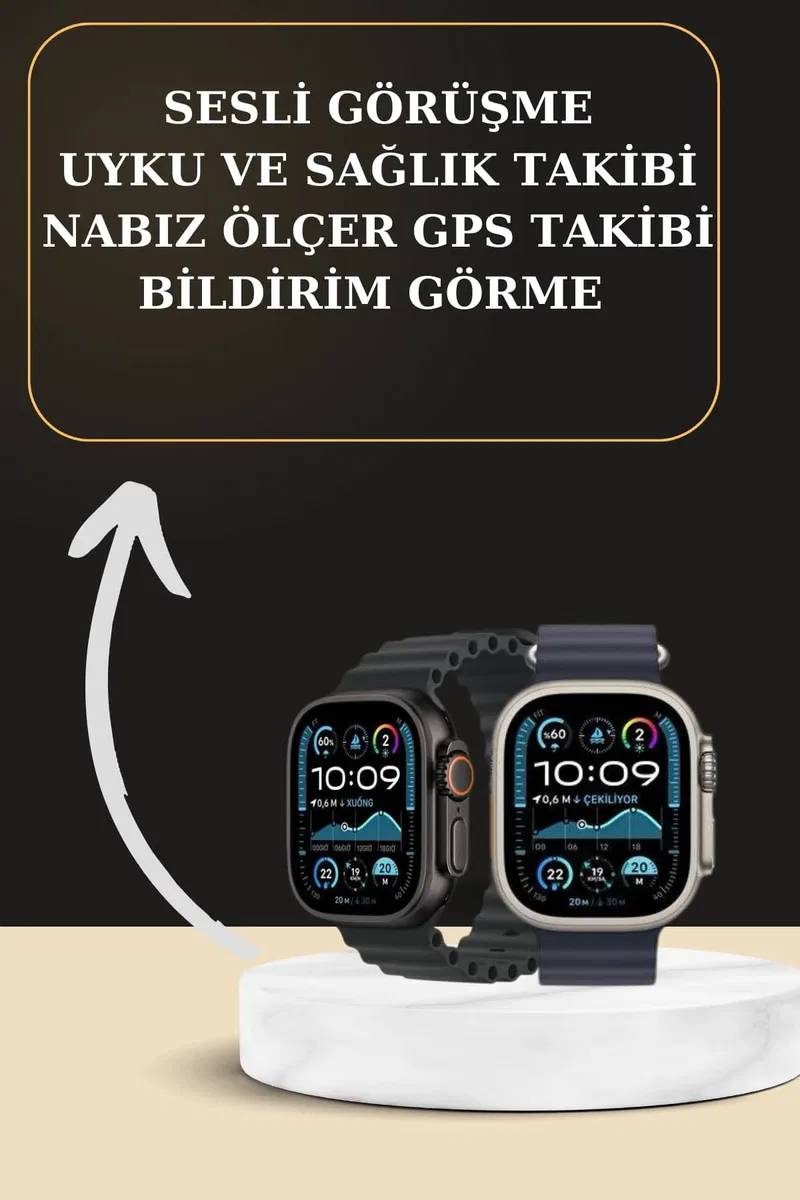 Akıllı Saat Sesli Görüşme Titreşimli GPS Bağlantısı Müzik Dinleme Sosyal Medya Bildirimleri görsel 2