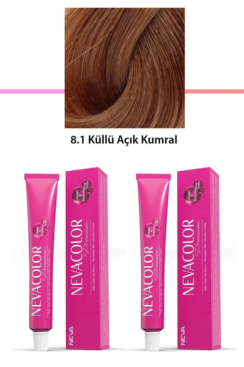 2 li Set Premium 8. 1 Küllü Açık Kumral - Kalıcı Krem Saç Boyası 2 X 50 g Tüp