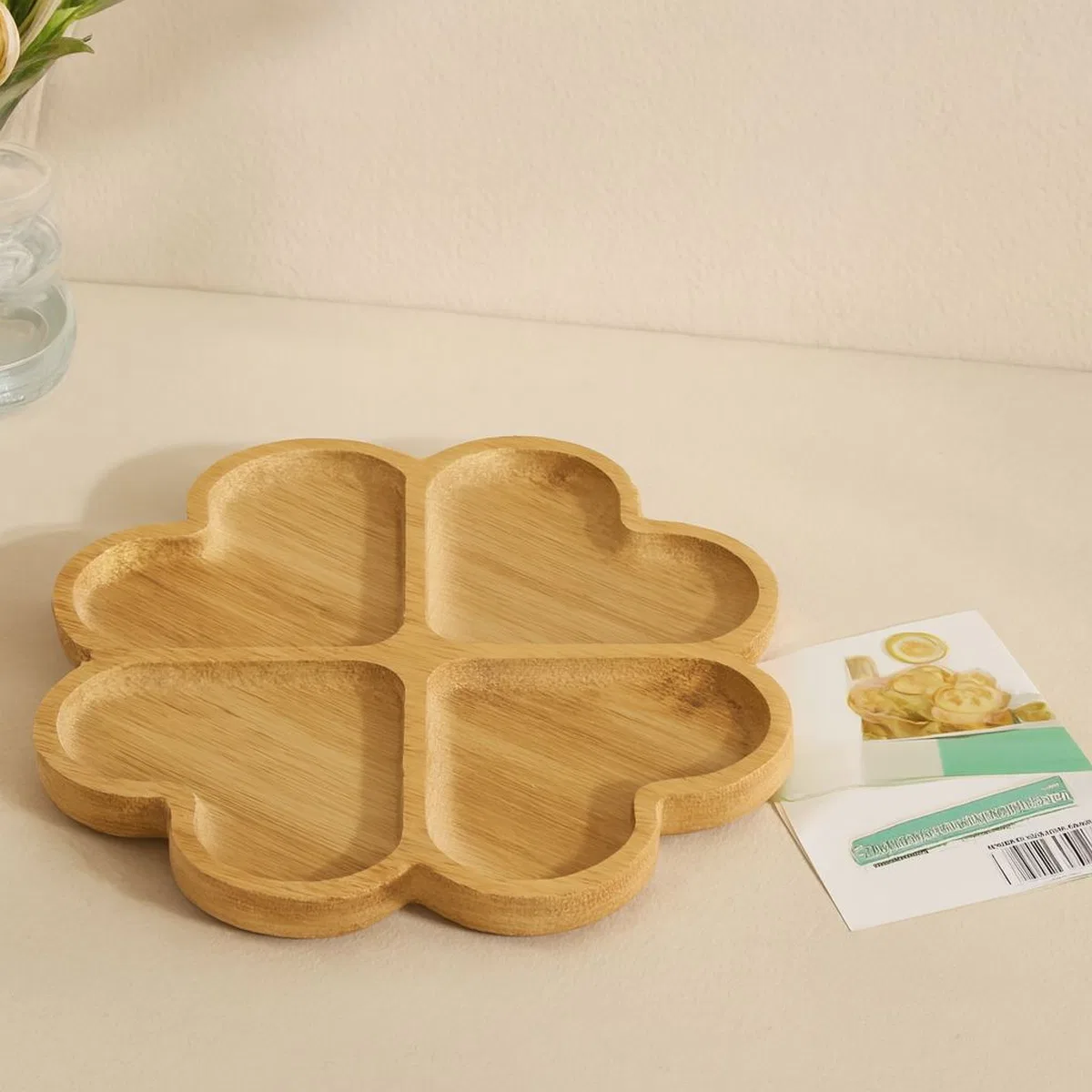 Bambu Yuvarlak 4 Bölmeli Sunum Tepsisi 21x1. 4 cm (36'lı Paket)