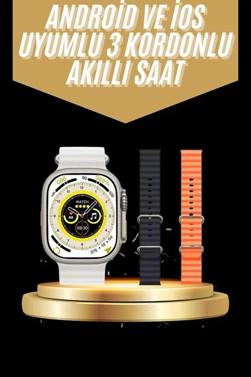Yeni Nesil 3 Kordonlu Kol Saati 49 MM Amoled Ekran Akıllı Saat görsel 2