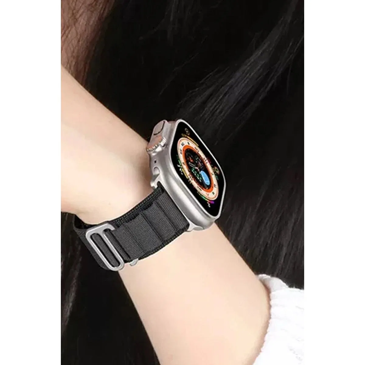 Apple Watch Ultra 49mm Mountain Kordon (saat Değildir) - Siyah-turuncu görsel 2