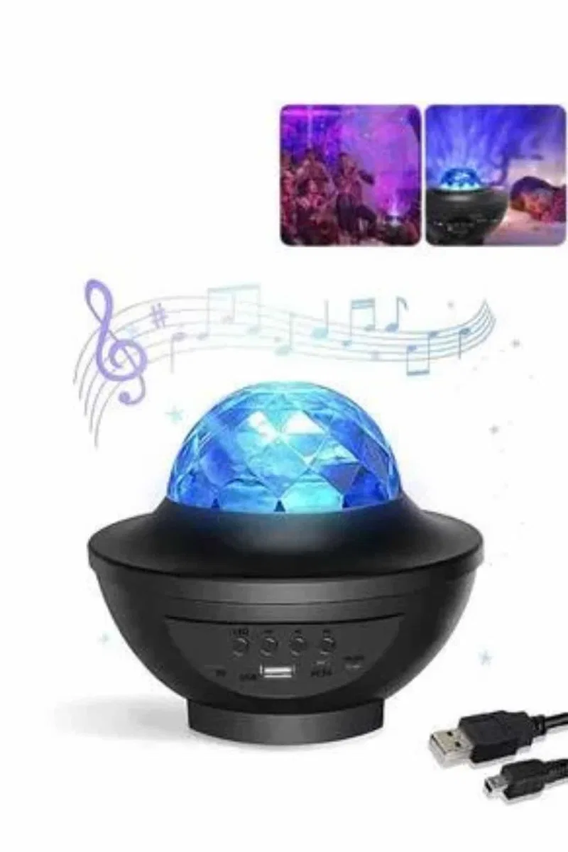 Masa ve Gece Lambası Renkli Projektör Işıklı Disko Topu Bluetooth Hoparlör görsel 2