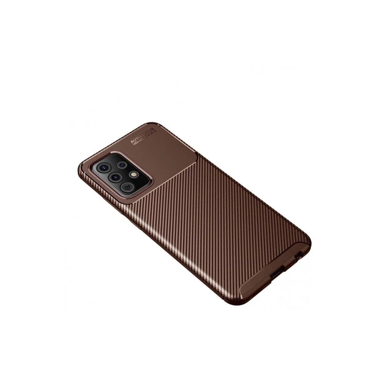 Samsung Galaxy A52 Kılıf Auto Focus Karbon Kapak - Kahverengi görsel 2