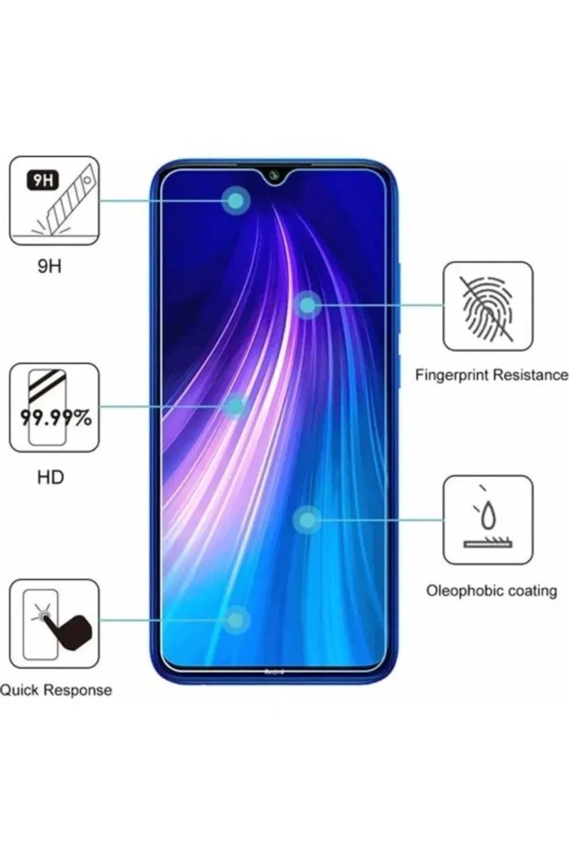 Xiaomi Redmi Note 8 Pro Uyumlu Premium Ekran Koruyucu 9h Sert Temperli Kırılmaz Cam Koruma Şeffaf görsel 2