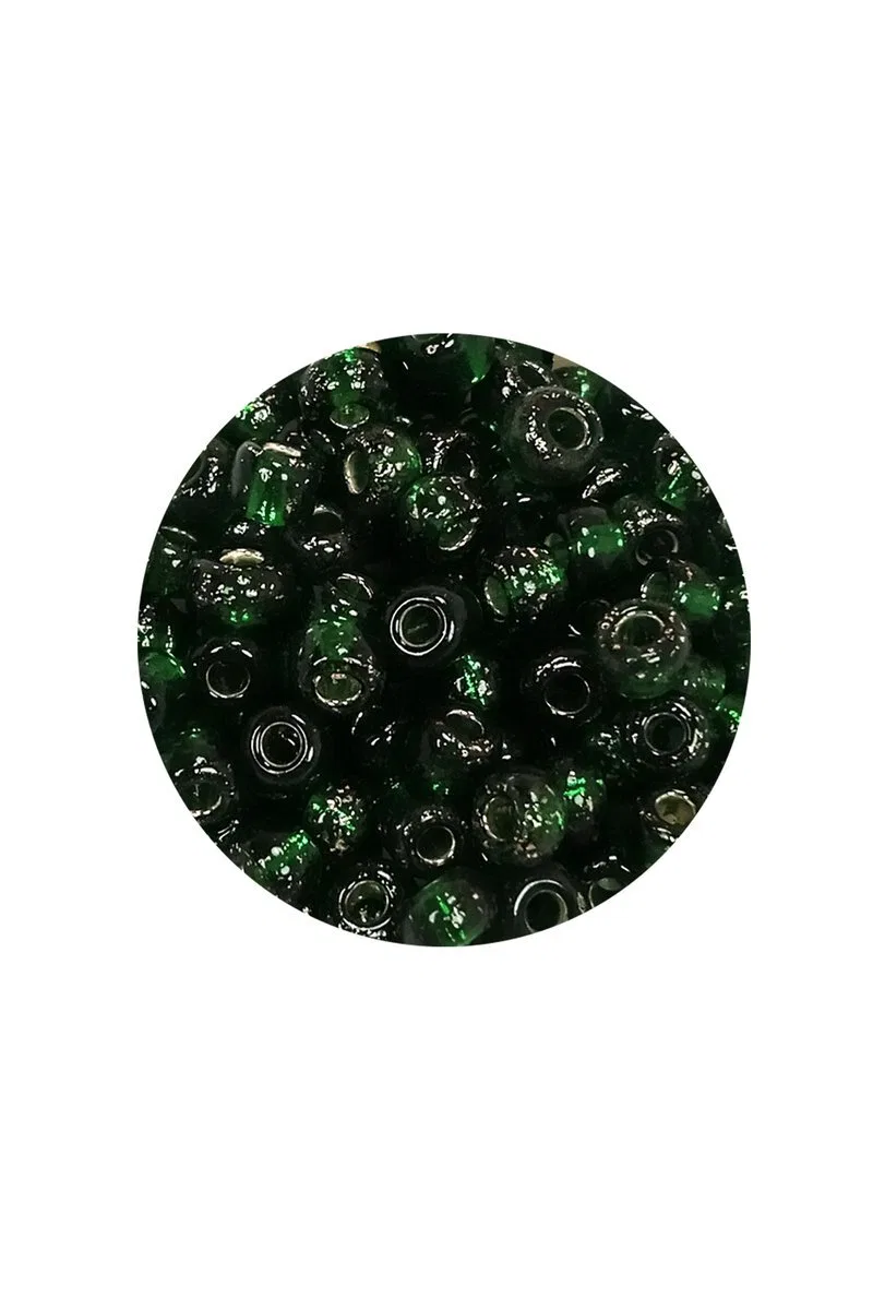 Dökme Cam Kum Boncuk Büyük Boy (6/0) 4 mm - 60 Gram - Şeffaf Koyu Yeşil - BNC136 görsel 2