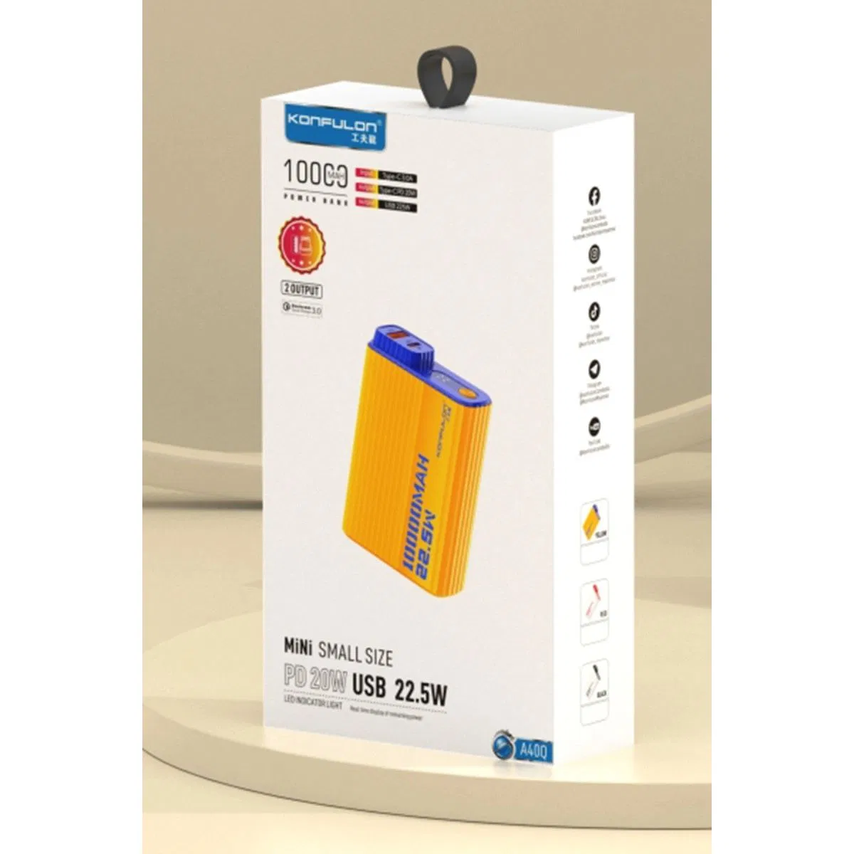 A40Q 10. 000 Mah Pd 20w Mini Powerbank - Siyah-beyaz görsel 5