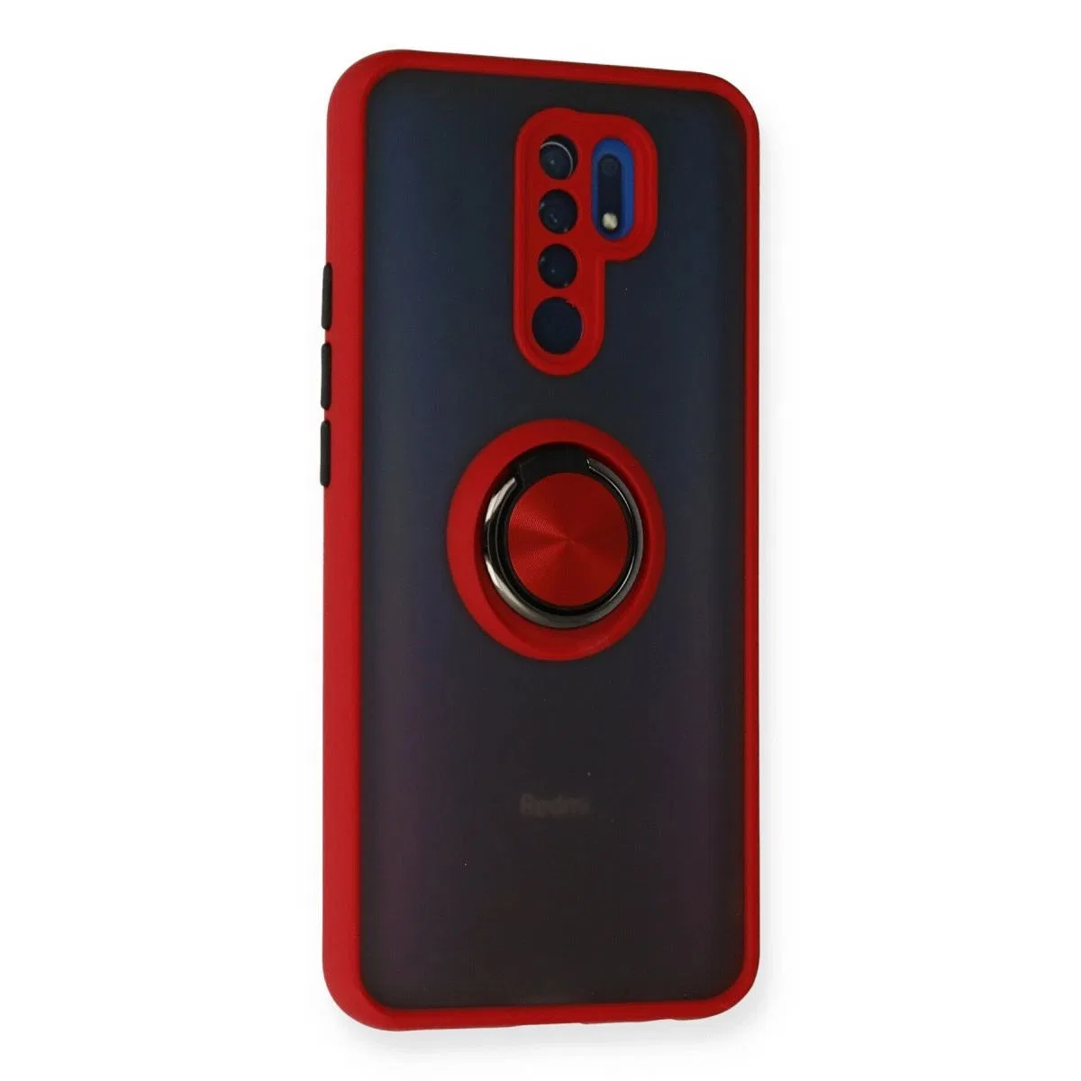 Xiaomi Redmi 9 Kılıf Montreal Yüzüklü Silikon Kapak - Kırmızı görsel 2