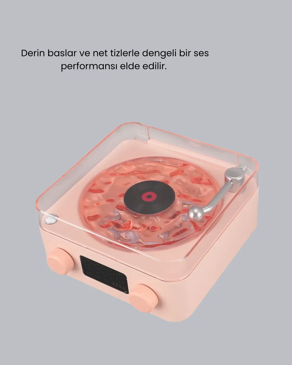Gece Lambası Stereo Bluetooth Hoparlör Dijital Saat Su Dalgası Efektli 3-ü-1 Cihaz görsel 4
