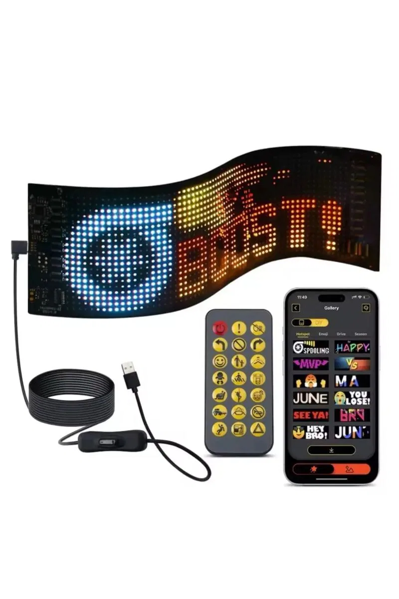 Led Ekran Matrix Panel Cama Yapışan En Büyük Boy 16x96 Led Sayısı Araba Yazısı 12cm-59. 5cm görsel 2