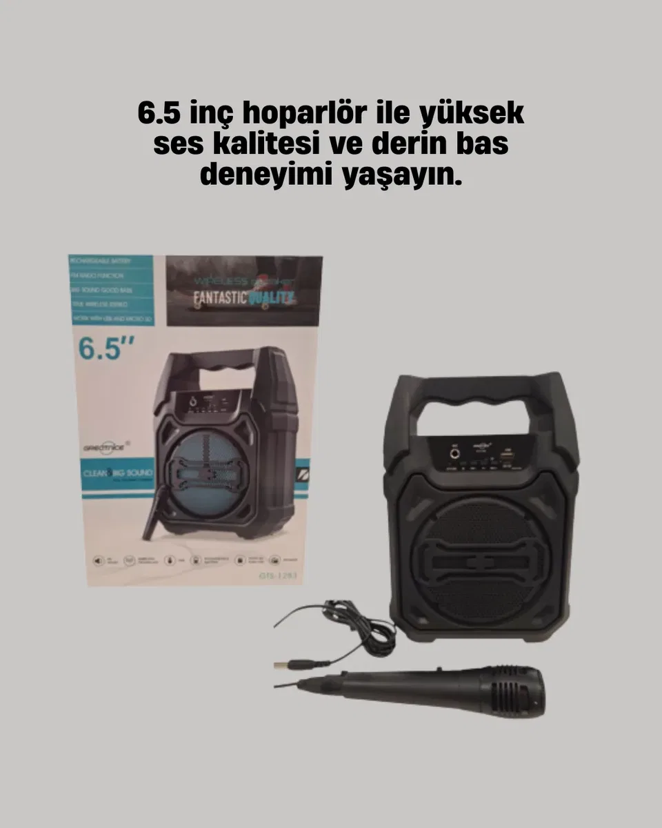 15W Güçlü Ses Çıkışlı Bluetooth Hoparlör FM Radyo ve Mikrofon Destekli görsel 2