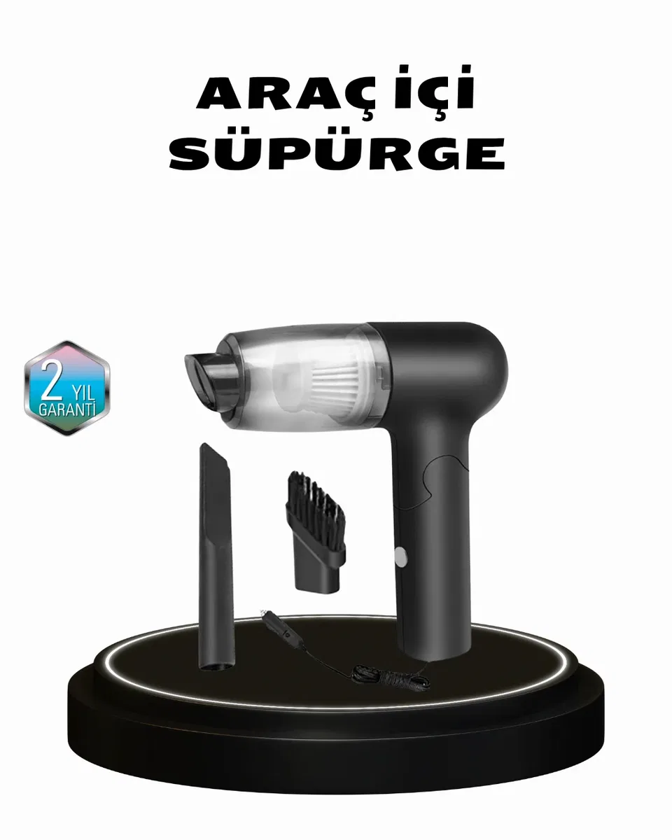 Taşınabilir Vakumlu Araç Süpürgesi – Katlanabilir Sap, Yıkanabilir Filtre, 120W Motor