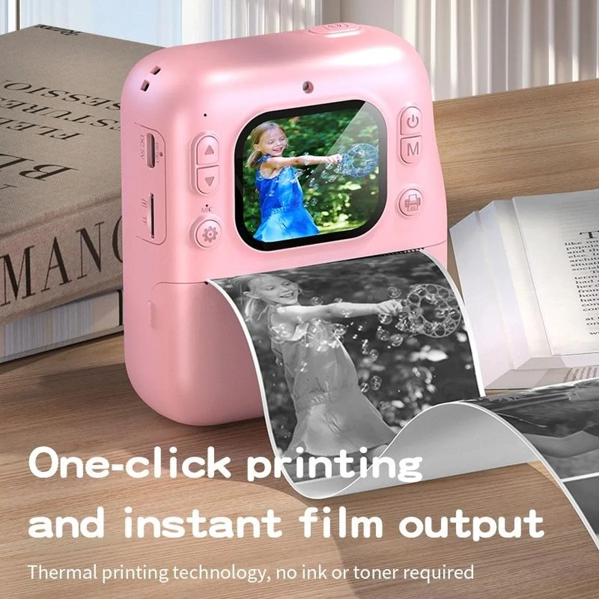 Dijital Fotoğraf Çıkaran Video Kaydedici Taşınabilir Anında Baskı Çıkaran Çocuk Kamerası Pembe görsel 2
