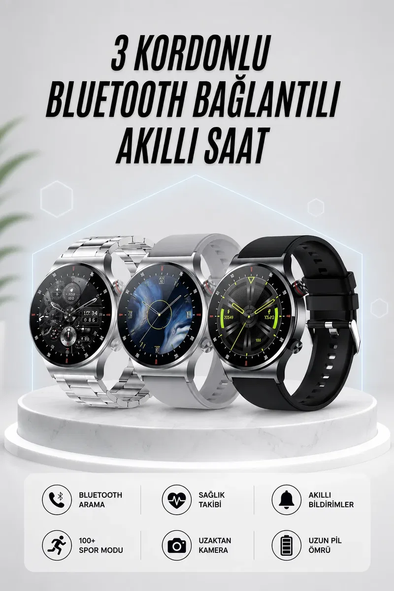 Akıllı Saat Amoled Ekran Bluetooth Bağlantılı Sesli Görüşme Nabız Ölçer