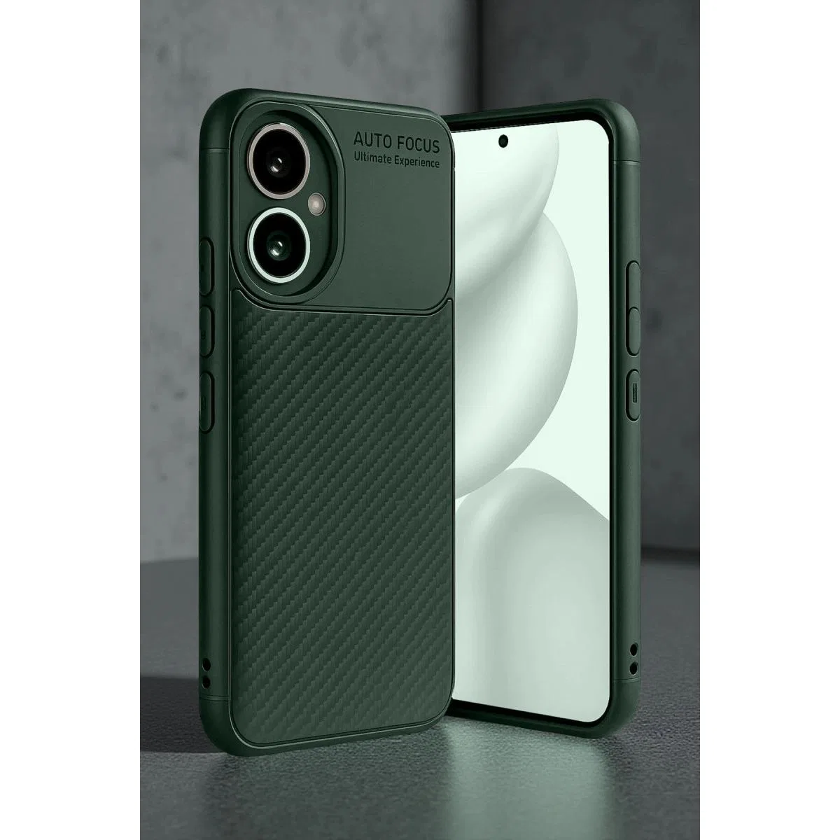 Honor 400 Kılıf Auto Focus Karbon Kapak - Koyu Yeşil görsel 5