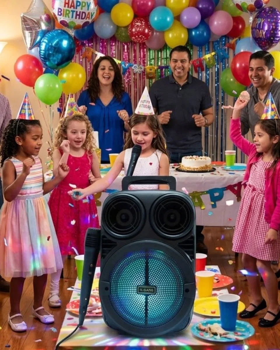 Kablosuz Karaoke Hoparlör Mikrofonlu Rgb Işıklı Bluetooth Speaker Usb Tf Kart Destekli