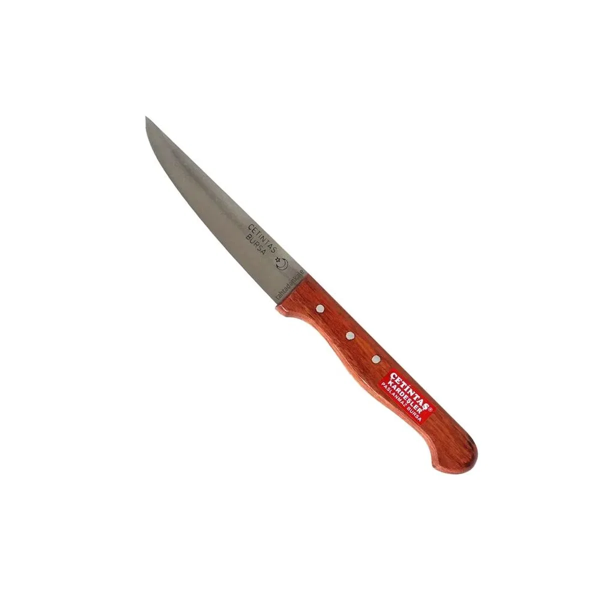 Paslanmaz Bursa Sebze Bıçağı 12 Cm, Ahşap Gül Sap görsel 2