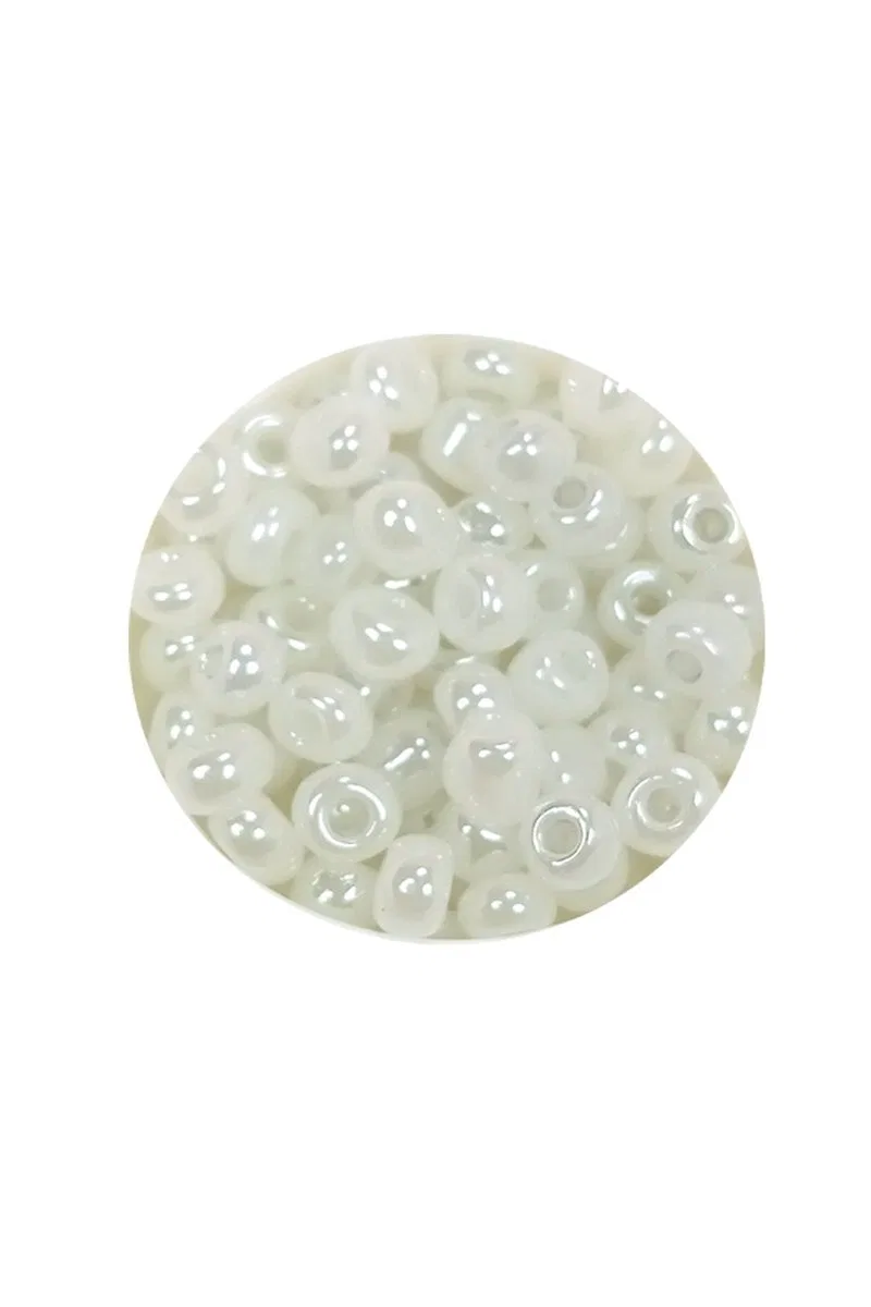 Dökme Cam Kum Boncuk Büyük Boy (6/0) 4 mm - 60 Gram - İnci Beyaz - BNC117 görsel 2