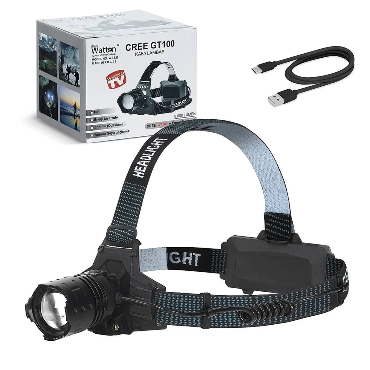 Gt100 Led Şarjlı Kafa Lambası Wt-628