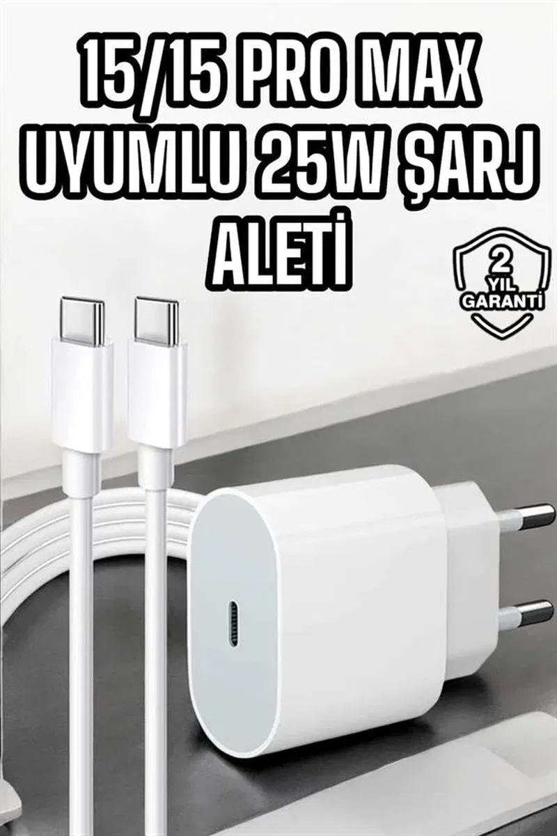 İOS Uyumlu Type-C Girişli Hızlı Şarj 15/15 Pro Max Adaptör ve Kablosu görsel 2