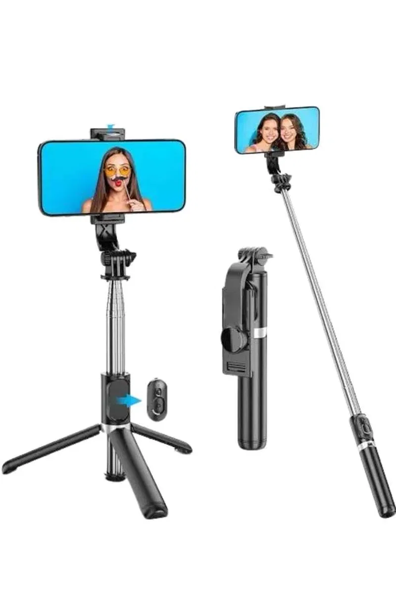 Tripod Selfie Çubuğu Bluetooth Kumandalı Kablosuz Led Işıklı görsel 3