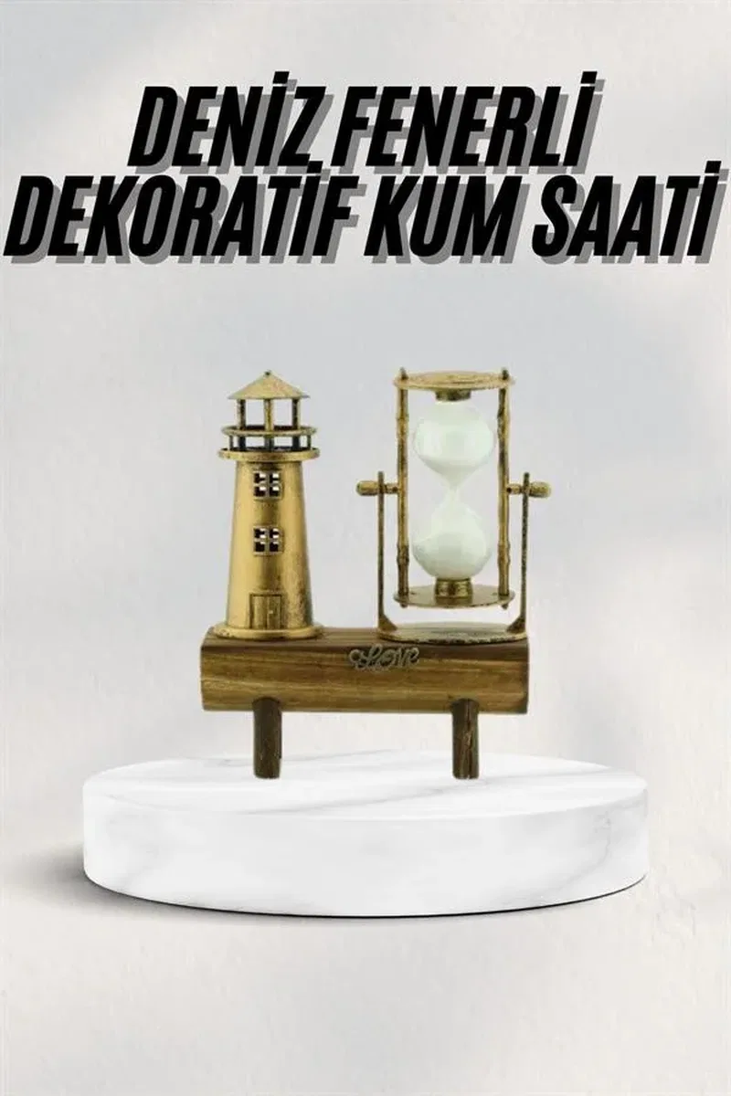 Hediyelik Kum Saati Retro Dekoratif Deniz Feneri Kum Saati görsel 2