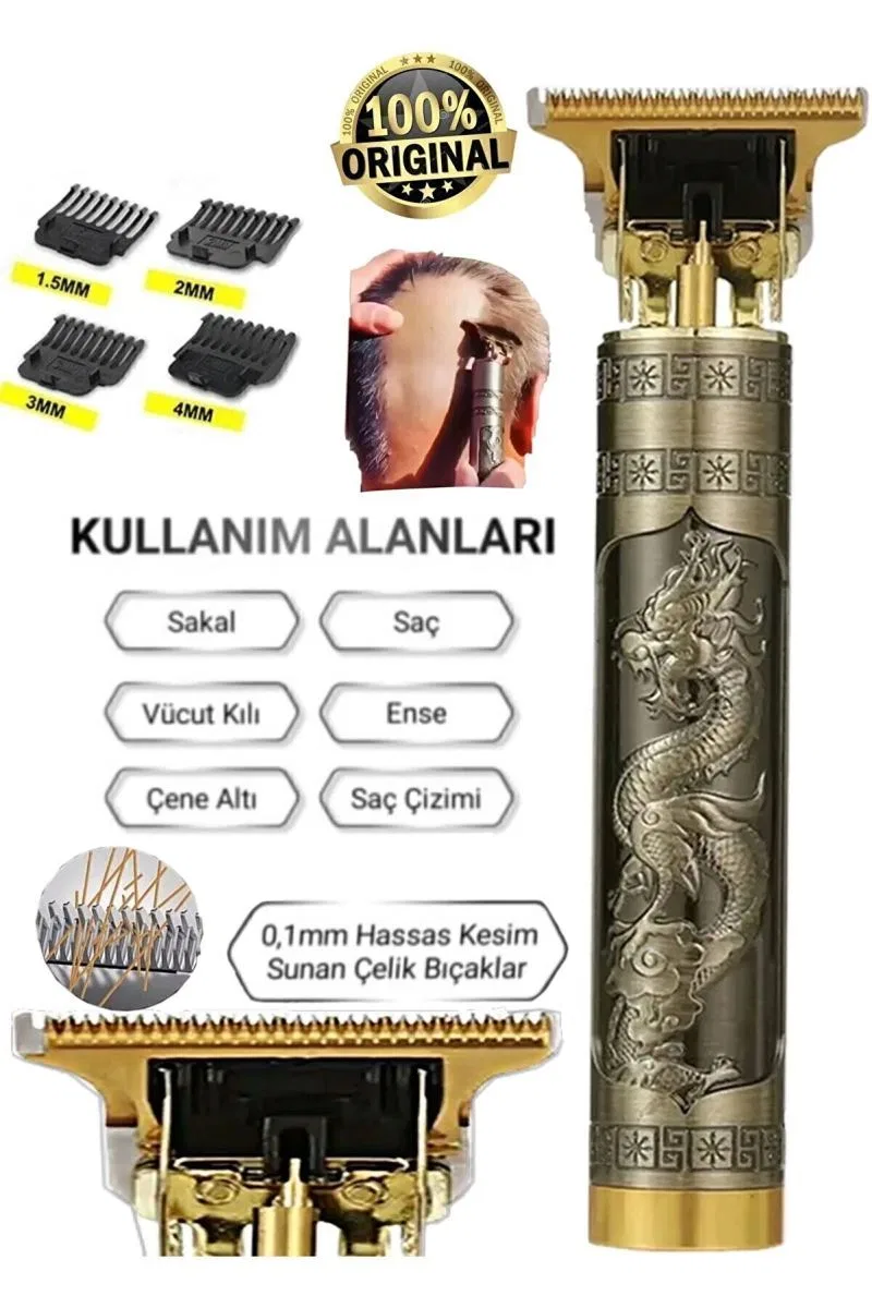 Dragon Çelik Kasa Profesyonel Saç Sakal Ense Çizim Tüm Vücut Tüyü Lazer Öncesi Tıraş Makinesi görsel 2