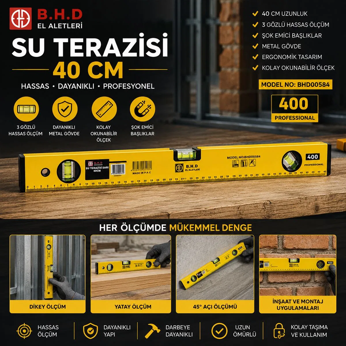 40 cm Su Terazisi - Sarı görsel 3