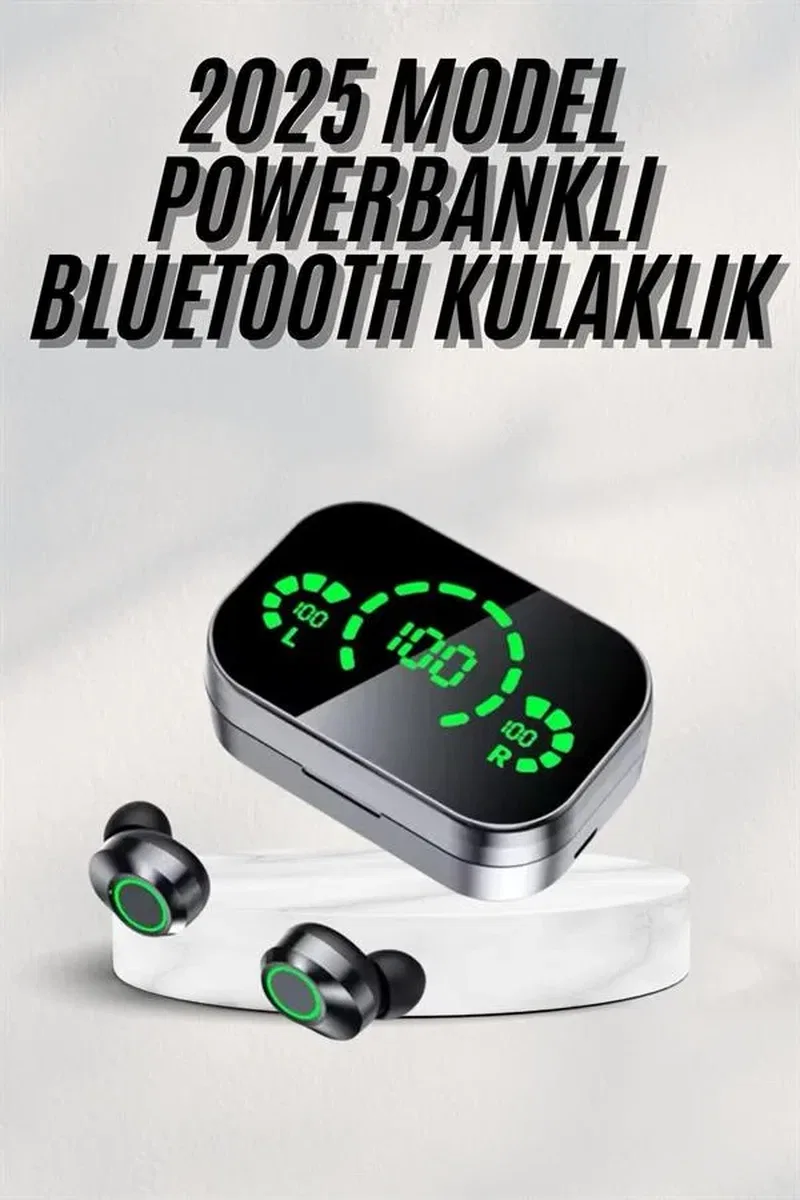 Yeni Nesil Bluetooth Kulaklık Çağrı Cevaplayabilen Dijital Göstergeli Powerbankli görsel 2