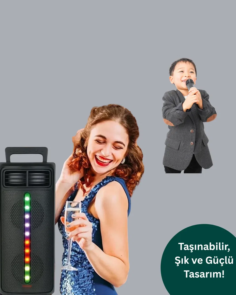Bluetooth Işıklı Hoparlör – 2x5W Güç | USB + TF Kart + FM Radyo | Siyah Renk görsel 4