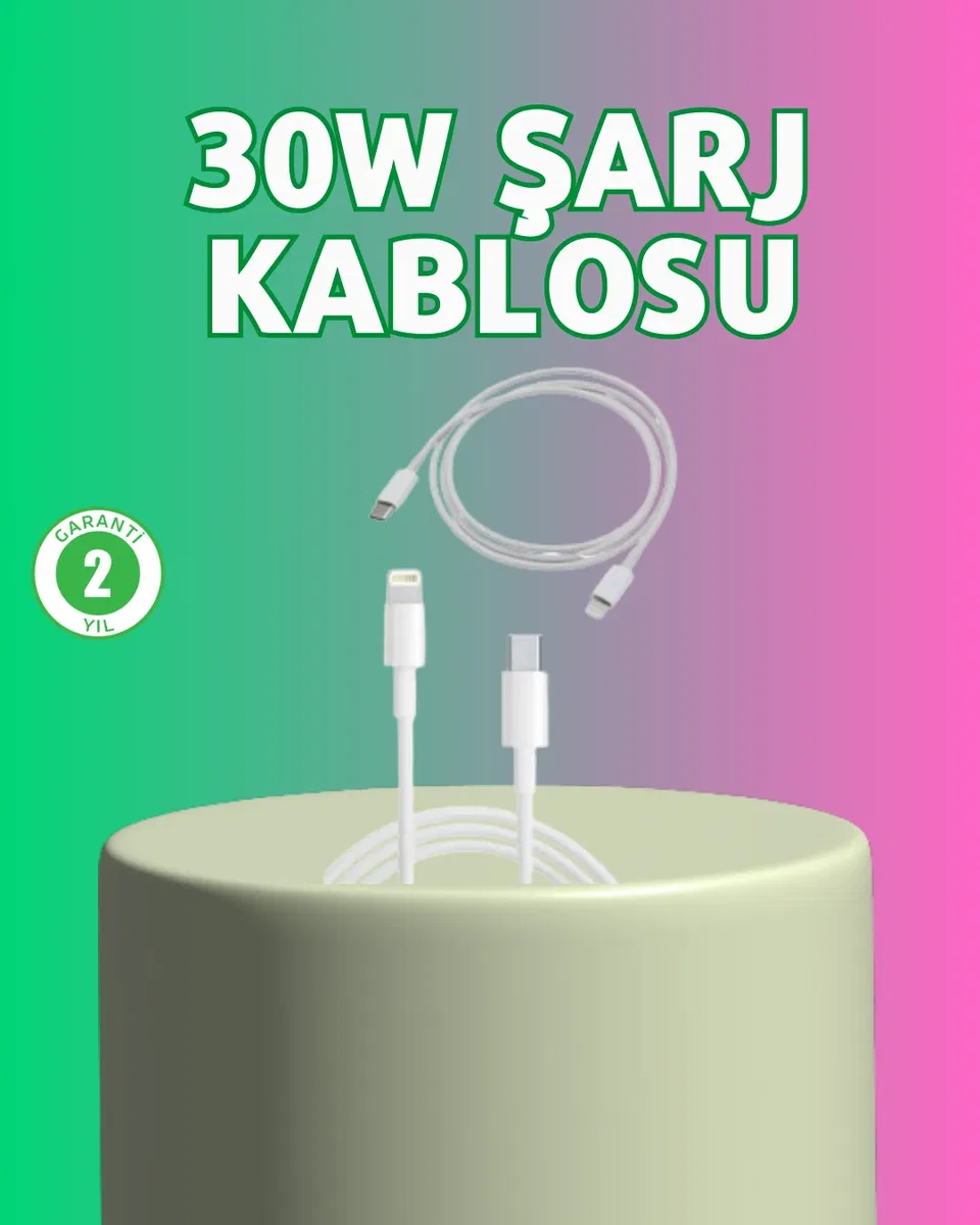 Orijinal Kalite 30W Type-C Lightning Hızlı Şarj Kablosu – 1. 2m Dayanıklı