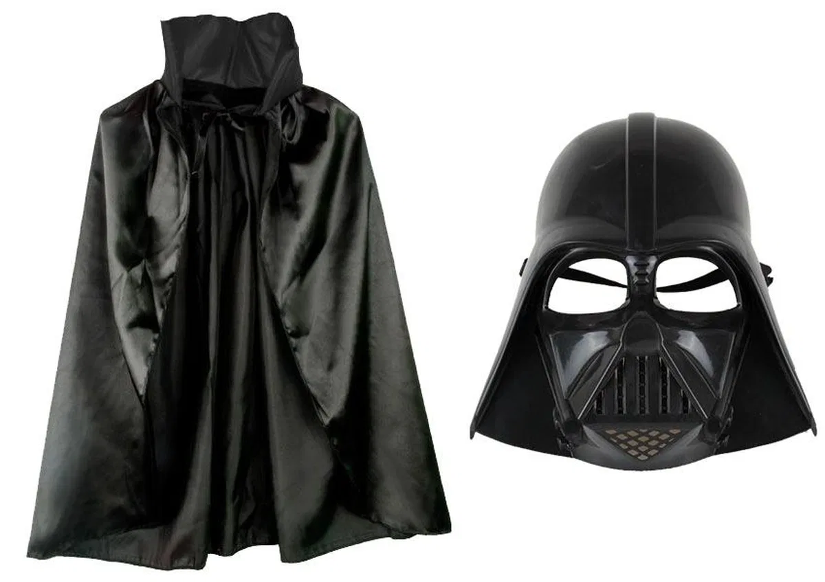 Çocuk Boy Yıldız Savaşları Wars Darth Vader Maskesi Ve 90 Cm Pelerin Seti Siyah