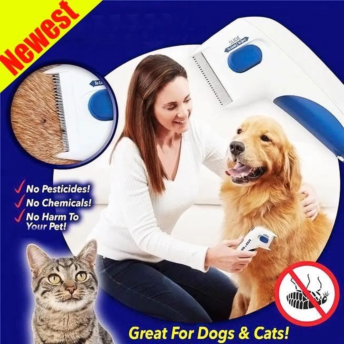 Flea Doctor Kedi Ve Köpekler İçin Pilli Pire Tarağı görsel 2