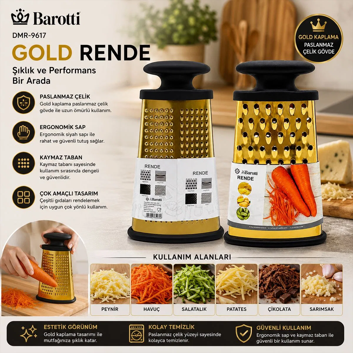 Çelik Rende Gold - Silikon Kaplama Taban görsel 3