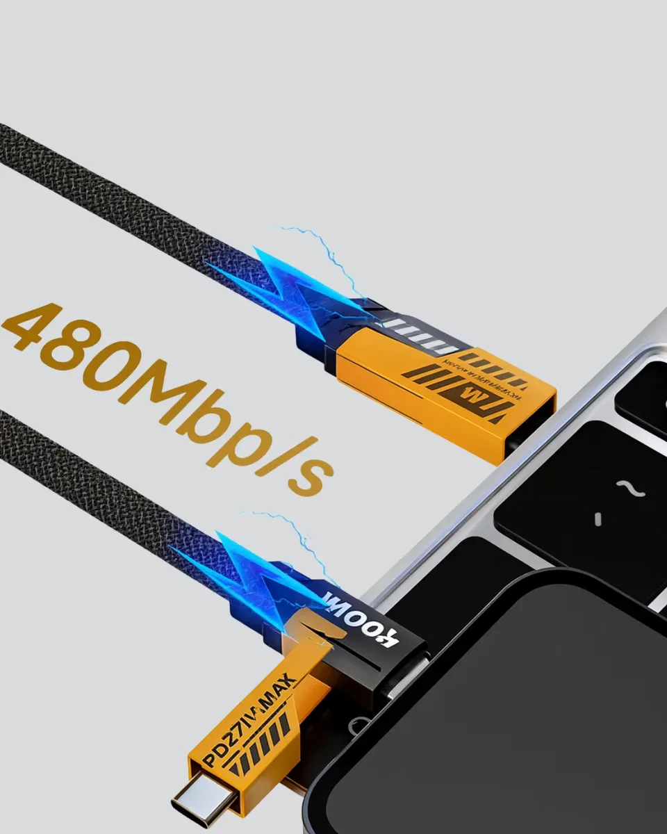 Örgülü Tasarım 4’ü 1 Arada USB-C Lightning Hızlı Şarj Kablosu görsel 5