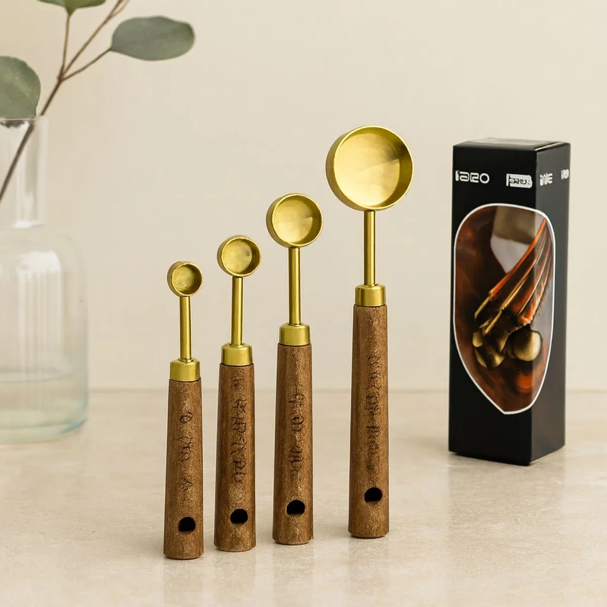 Altın Renk Metal 4'lü Ölçü Kaşık Seti (15ml, 5ml, 2. 5ml, 1. 25ml)