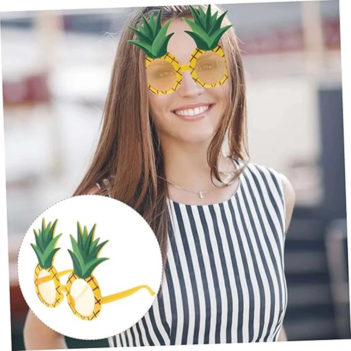 Tropikal Hawaii Ananas Şekilli Parti Gözlüğü 9. 5 X 14 Cm görsel 3