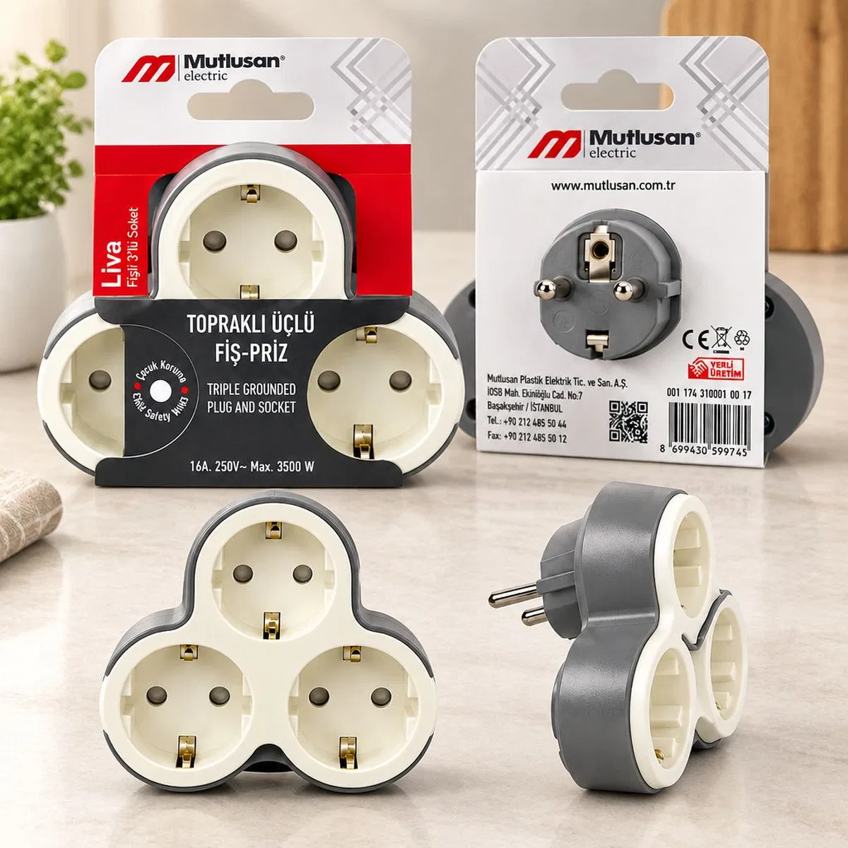 TOPRAKLI PRİZ FİŞ & GOLYAT ( 16A & 250V) ( MAX3500W)