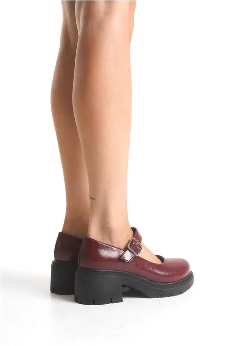 Kadın Rugan Loafer Kırışık Tokalı Ayakkabı Ayakkabı Tabanlı Yüksek Casual görsel 2