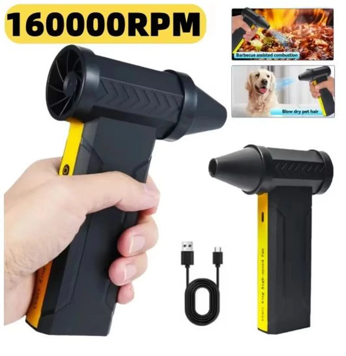 Turbo Jet 160000rpm Şarjlı Turbo Jet Şiddetli Fan Yüksek Hızlı Güçlü Hava Üfleyici Araç Süpürgesi görsel 2