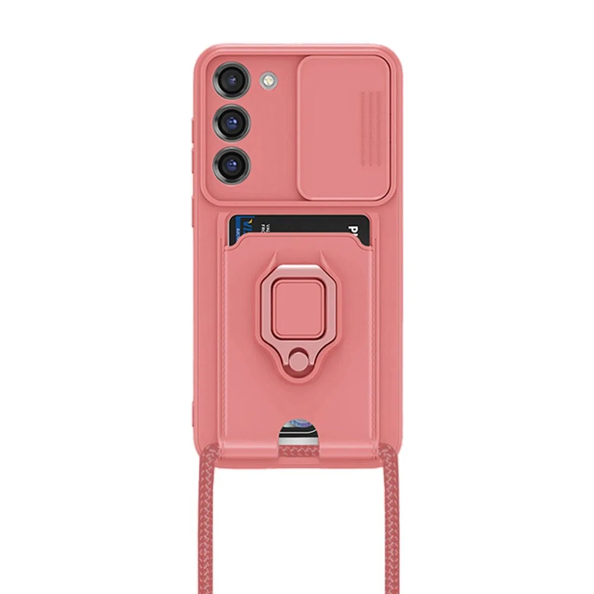 Samsung Galaxy S23 Plus Kılıf Zuma Kartvizitli Yüzüklü Silikon - Pembe görsel 2