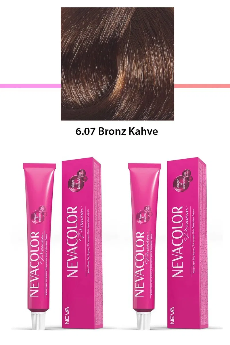 2 li Set Premium 6. 07 Bronz Kahve - Kalıcı Krem Saç Boyası 2 X 50 g Tüp