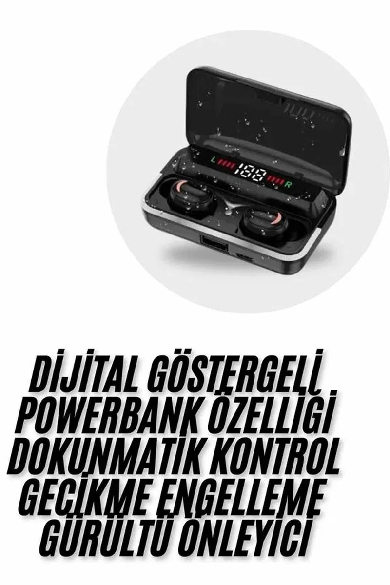 Bluetooth Kulaklık Dijital Şarj Göstergeli Powerbankli Bass Özellikli Kablosuz Kulakiçi 5. 1 Mikrofonlu görsel 2