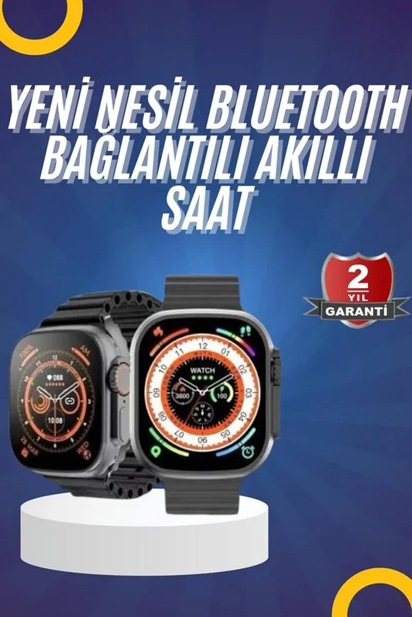 Yeni Model Akıllı Saat Ultra Smart Watch Gümüş Kasa 45mm Titreşim görsel 2