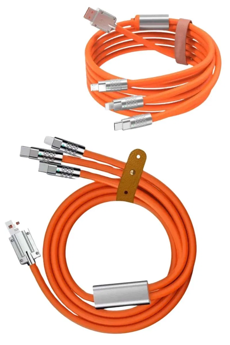 120w 3 İn 1 Uyumlu Silikon Şarj Kablosu Hızlı Şarj Kablosu görsel 3